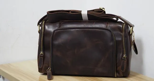 Cool Leather Small Mens Barrel Side Bag Bucket Shoulder Bag Messenger Bag for Men