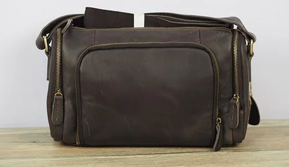 Cool Leather Small Mens Barrel Side Bag Bucket Shoulder Bag Messenger Bag for Men
