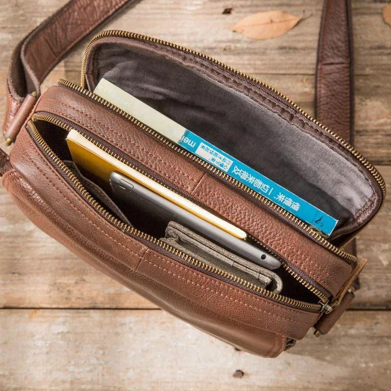 Cool Leather Small Mens Messenger Bags Small Shoulder Bag for Men