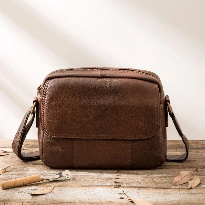 Cool Leather Small Mens Messenger Bags Small Shoulder Bag for Men