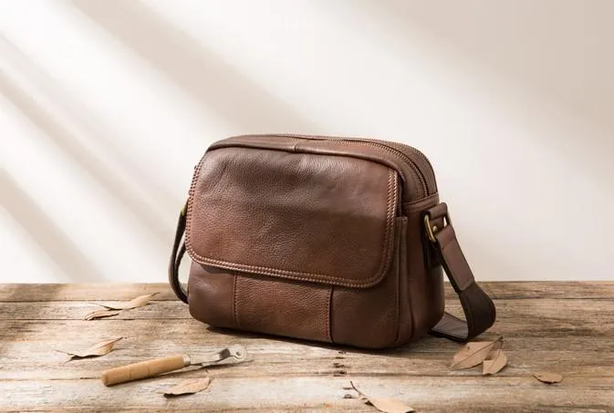 Cool Leather Small Mens Messenger Bags Small Shoulder Bag for Men