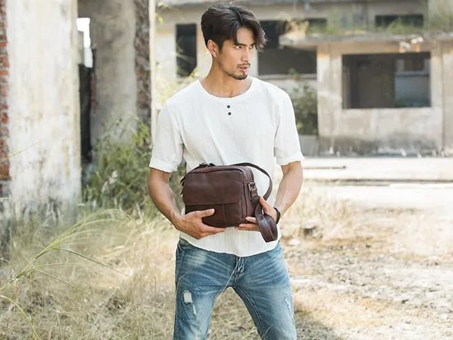 Cool Leather Small Mens Messenger Bags Small Shoulder Bag for Men