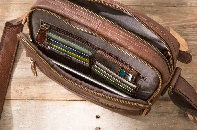 Cool Leather Small Mens Messenger Bags Small Shoulder Bag for Men