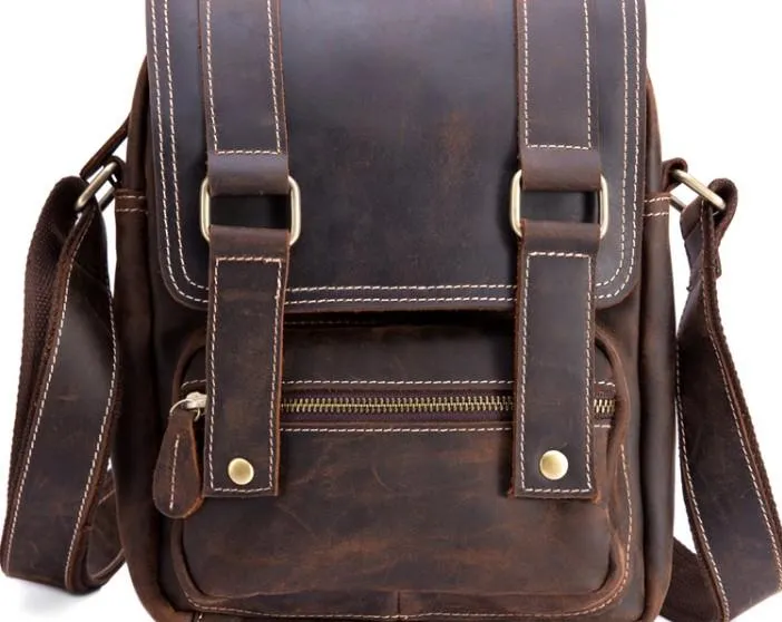 Cool Leather Vintage Mens Brown Small Side Bag Small Messenger Bags For Men