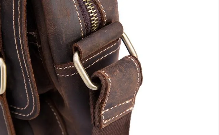 Cool Leather Vintage Mens Brown Small Side Bag Small Messenger Bags For Men