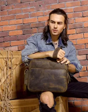 Cool Leather Vintage Mens Messenger Bags Small Shoulder Bags for Men