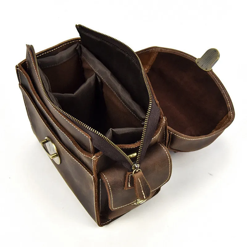 Cool Men Leather Camera Bag Canon Vintage Messenger Shoulder bag For Men