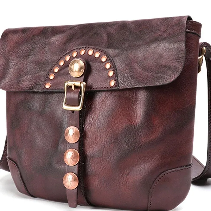 Cool Mens Leather Country Side Bag Small Saddle Messenger bag Shoulder bag For Men
