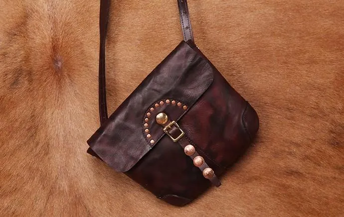 Cool Mens Leather Country Side Bag Small Saddle Messenger bag Shoulder bag For Men