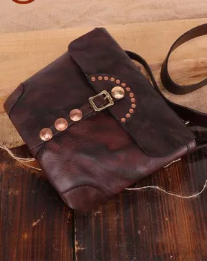 Cool Mens Leather Country Side Bag Small Saddle Messenger bag Shoulder bag For Men