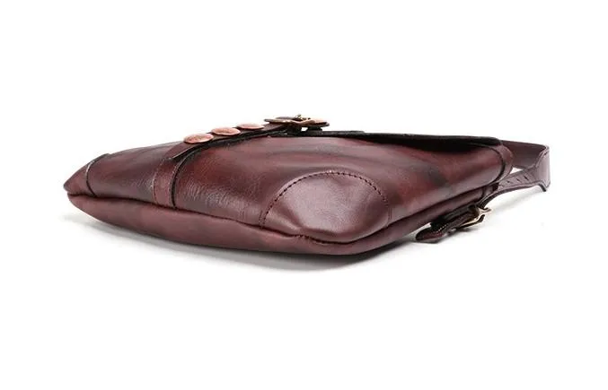 Cool Mens Leather Country Side Bag Small Saddle Messenger bag Shoulder bag For Men