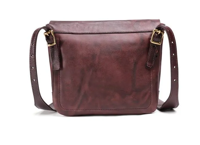 Cool Mens Leather Country Side Bag Small Saddle Messenger bag Shoulder bag For Men