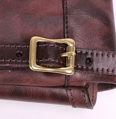Cool Mens Leather Country Side Bag Small Saddle Messenger bag Shoulder bag For Men