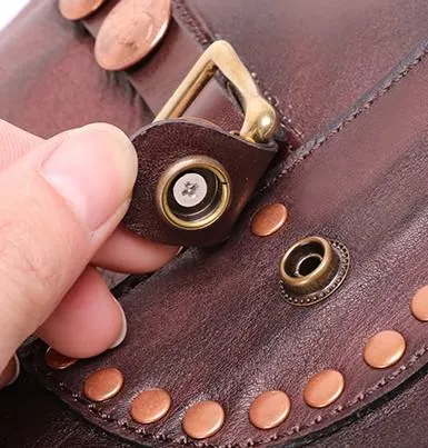 Cool Mens Leather Country Side Bag Small Saddle Messenger bag Shoulder bag For Men