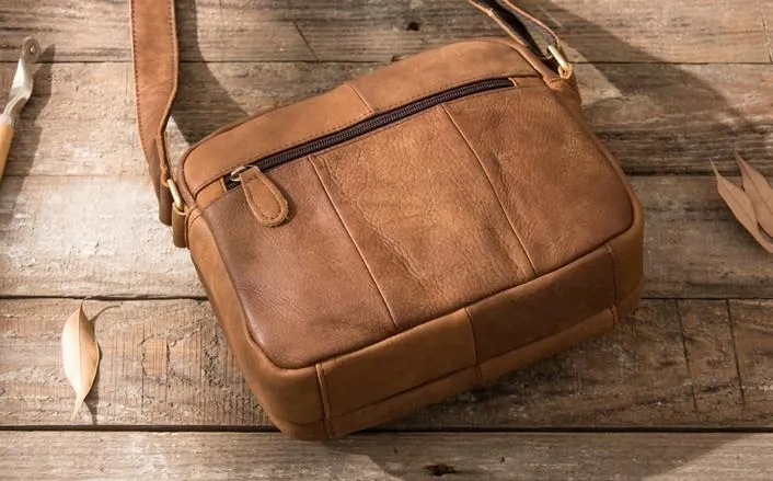 Cool Small Leather Mens Messengers Bag Shoulder Bag for Men