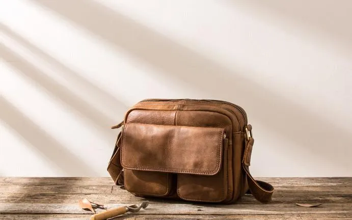 Cool Small Leather Mens Messengers Bag Shoulder Bag for Men