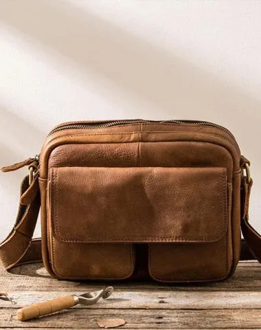 Cool Small Leather Mens Messengers Bag Shoulder Bag for Men