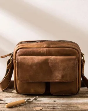 Cool Small Leather Mens Messengers Bag Shoulder Bag for Men