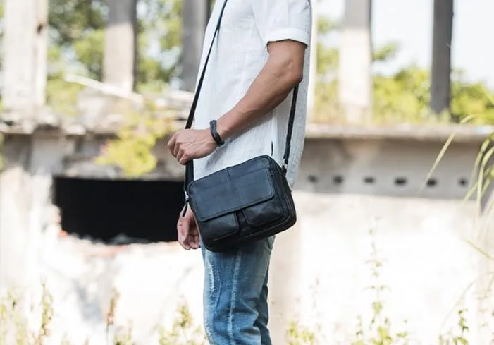 Cool Small Leather Mens Messengers Bag Shoulder Bag for Men