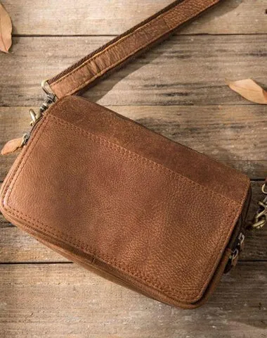 Cool Small Mens Leather Camel Bag Messenger Bags Shoulder Bags  for Men