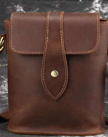 Cool Vintage Brown Leather Mens Tablet Messenger Bag Small Side Bag Messenger Bags For Men