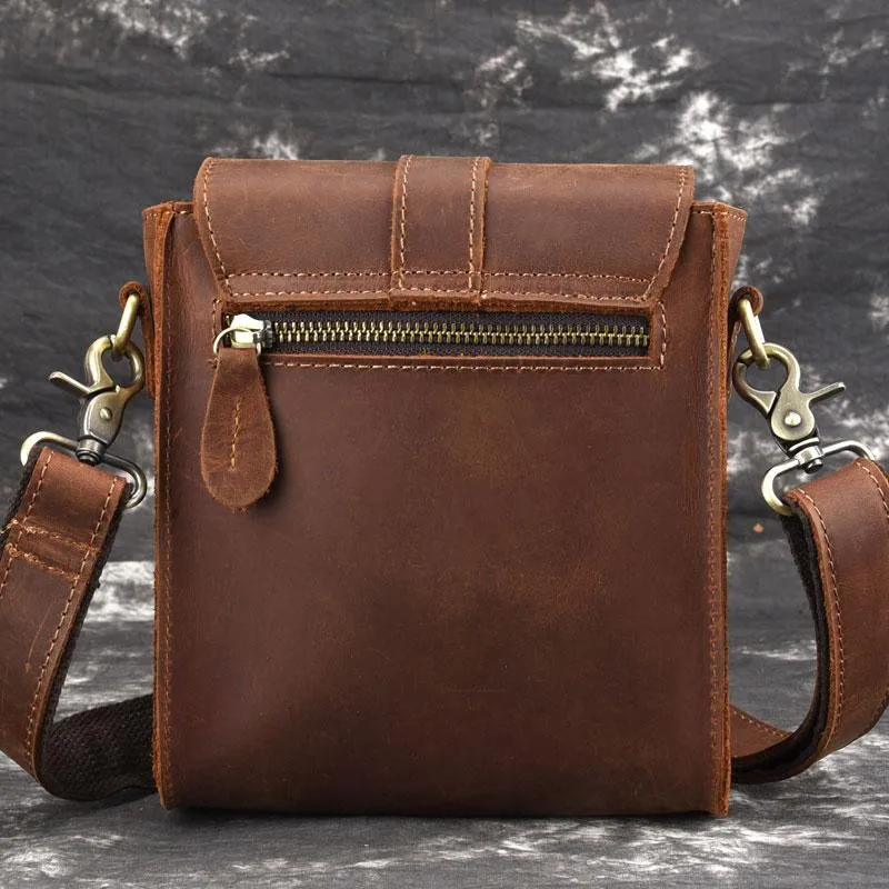 Cool Vintage Brown Leather Mens Tablet Messenger Bag Small Side Bag Messenger Bags For Men