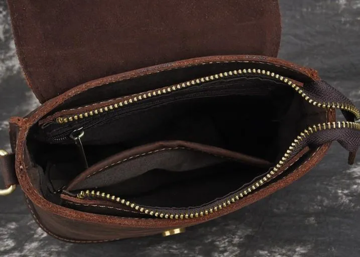 Cool Vintage Brown Leather Mens Tablet Messenger Bag Small Side Bag Messenger Bags For Men