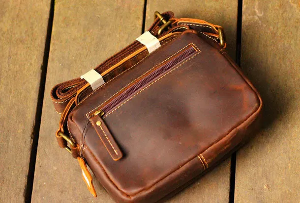 Cool Vintage Leather Mens Small Messenger Bag for men