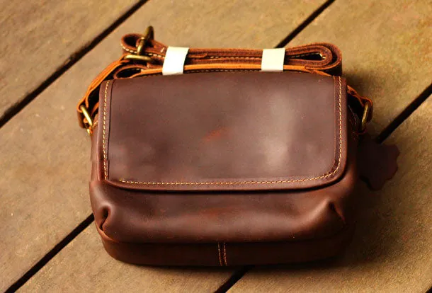 Cool Vintage Leather Mens Small Messenger Bag for men