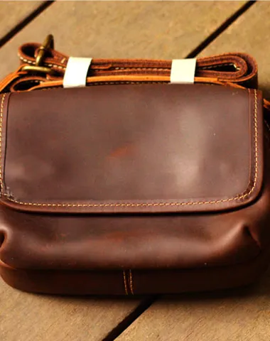 Cool Vintage Leather Mens Small Messenger Bag for men