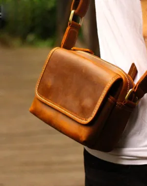 Cool Vintage Leather Mens Small Messenger Bag for men