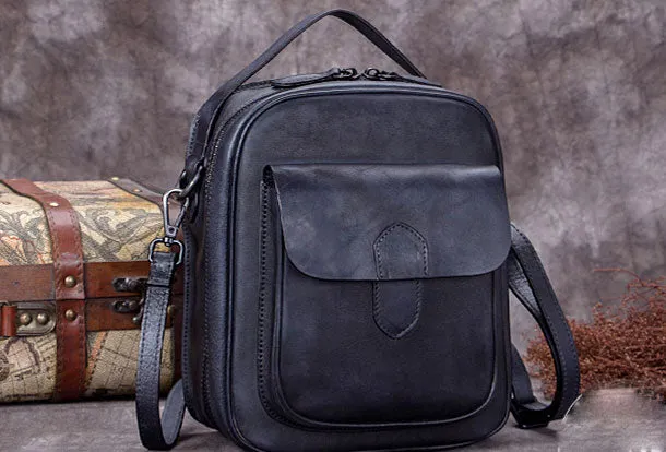 Cool Vintage Leather Mens Small Messenger Bag Shoulder Bag For Men