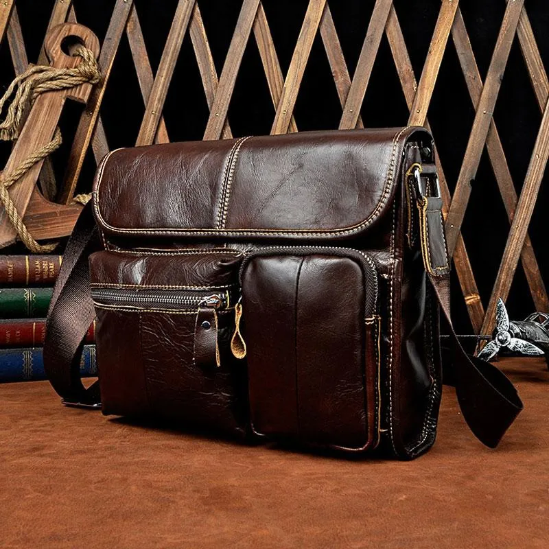 Cool Vintage Leather Mens Small Side Bag Messenger Bag Shoulder Bag for Men