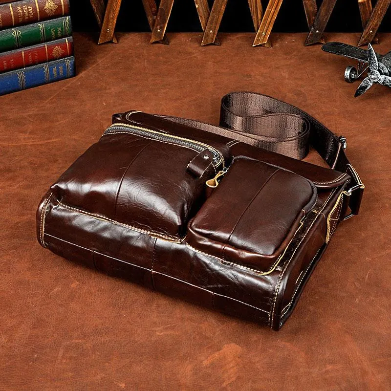 Cool Vintage Leather Mens Small Side Bag Messenger Bag Shoulder Bag for Men