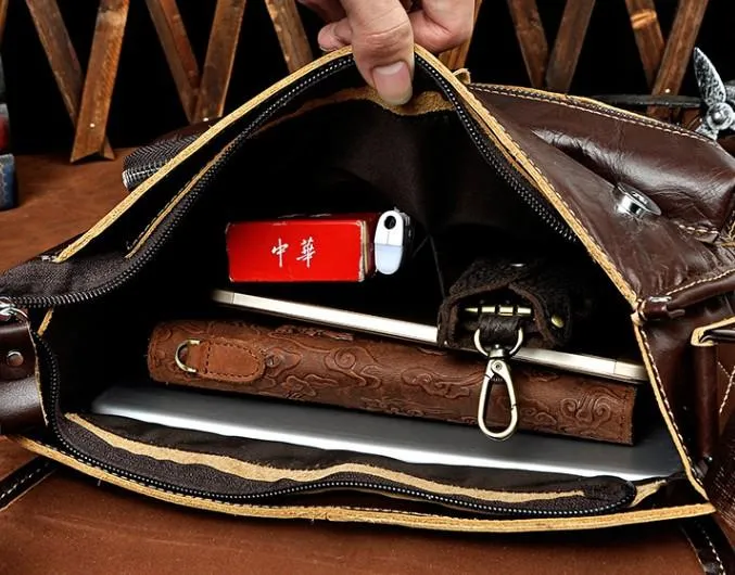 Cool Vintage Leather Mens Small Side Bag Messenger Bag Shoulder Bag for Men