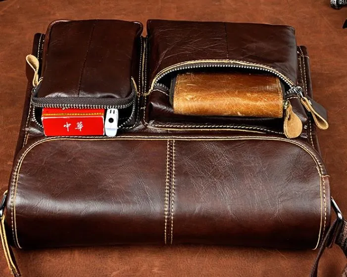 Cool Vintage Leather Mens Small Side Bag Messenger Bag Shoulder Bag for Men