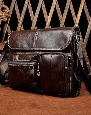 Cool Vintage Leather Mens Small Side Bag Messenger Bag Shoulder Bag for Men