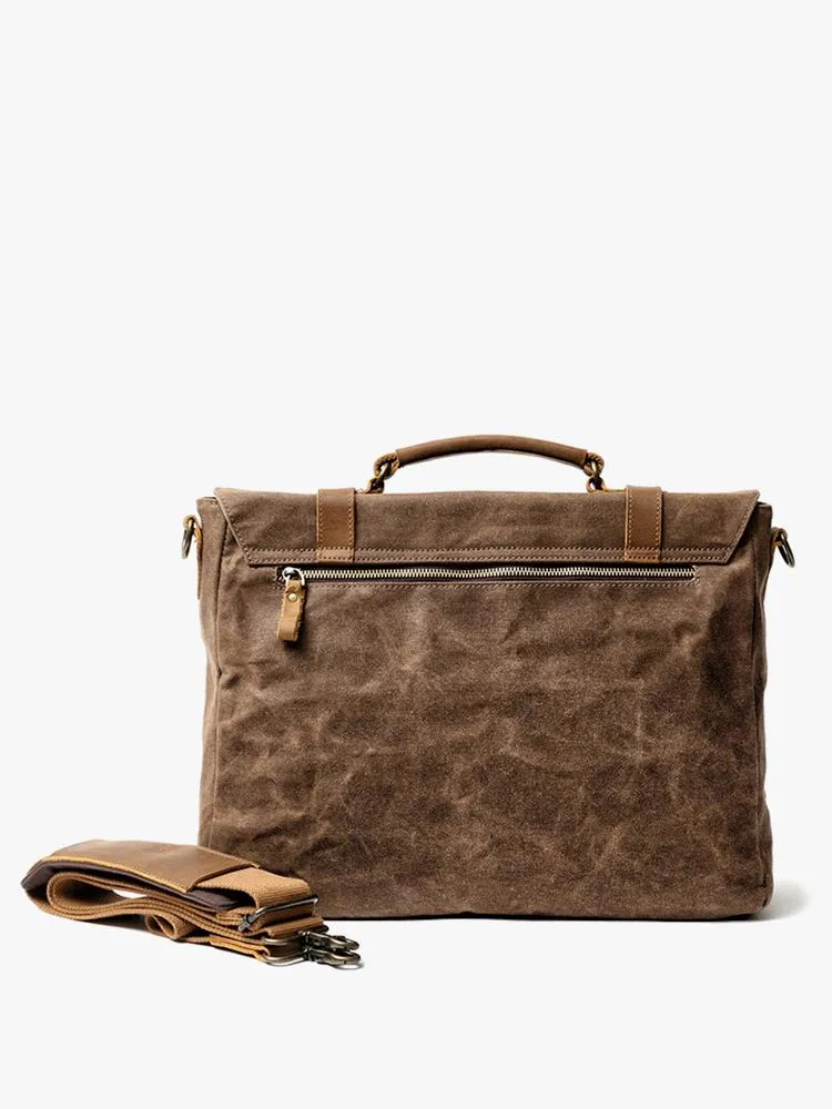 Cool Waxed Canvas Leather Mens 15.6" 15???? Waterproof Travel Side bag Computer Handbag Messenger Bag for Men