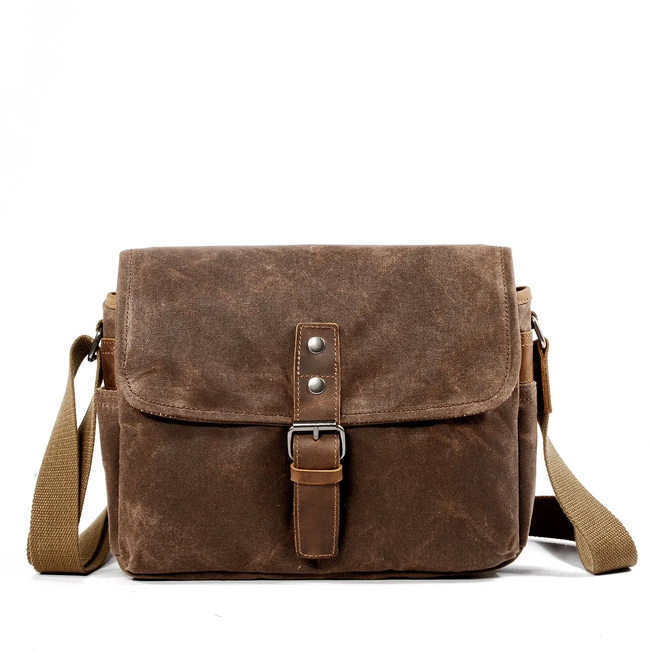 Cool Waxed Canvas Leather Mens Casual Waterproof Messenger Bag Camera Bag Side Bag For Men