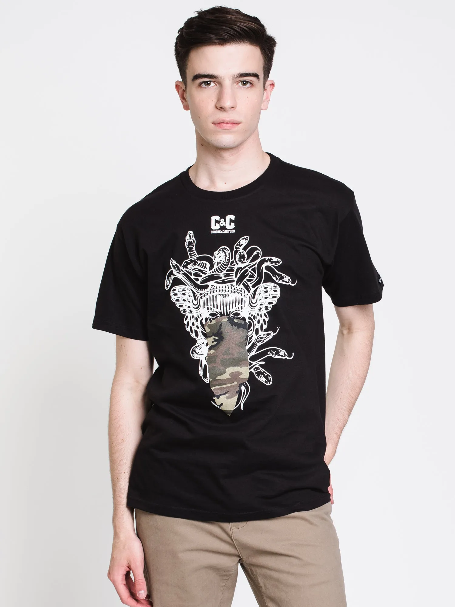 CROOKS & CASTLES SAFARI MEDUSA SHORT SLEEVE TEE - CLEARANCE