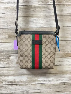 Crossbody Luxury Designer By Gucci In Green & Tan, Size:Small