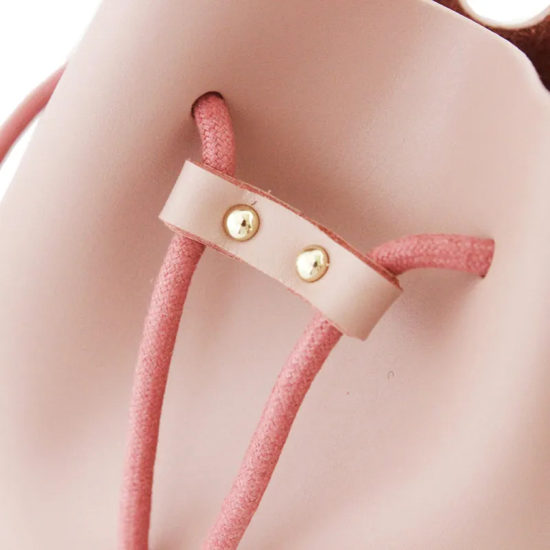 Cute LEATHER Bucket Bag WOMENs SHOULDER BAG Purses FOR WOMEN
