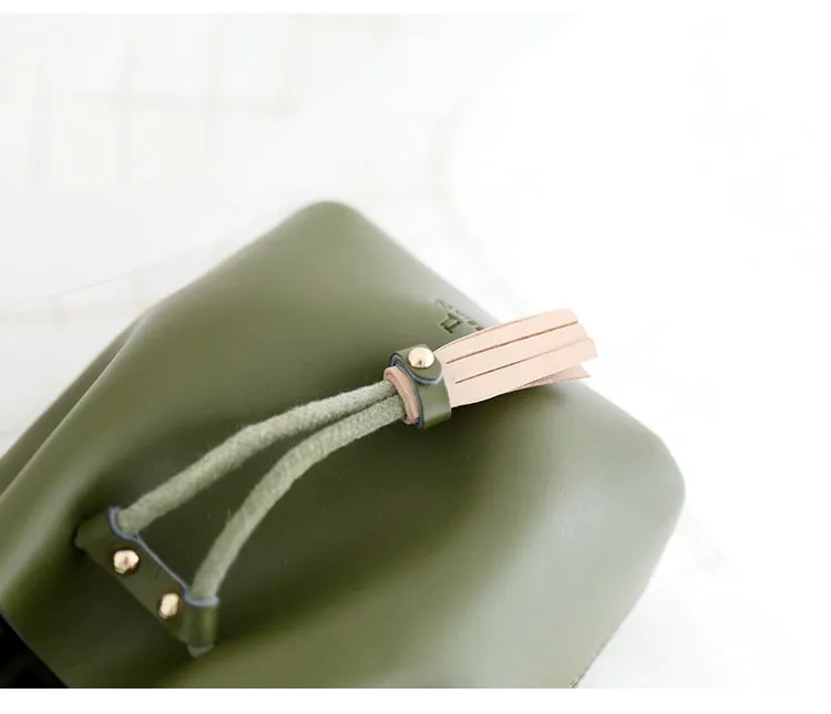 Cute LEATHER Bucket Bag WOMENs SHOULDER BAG Purses FOR WOMEN