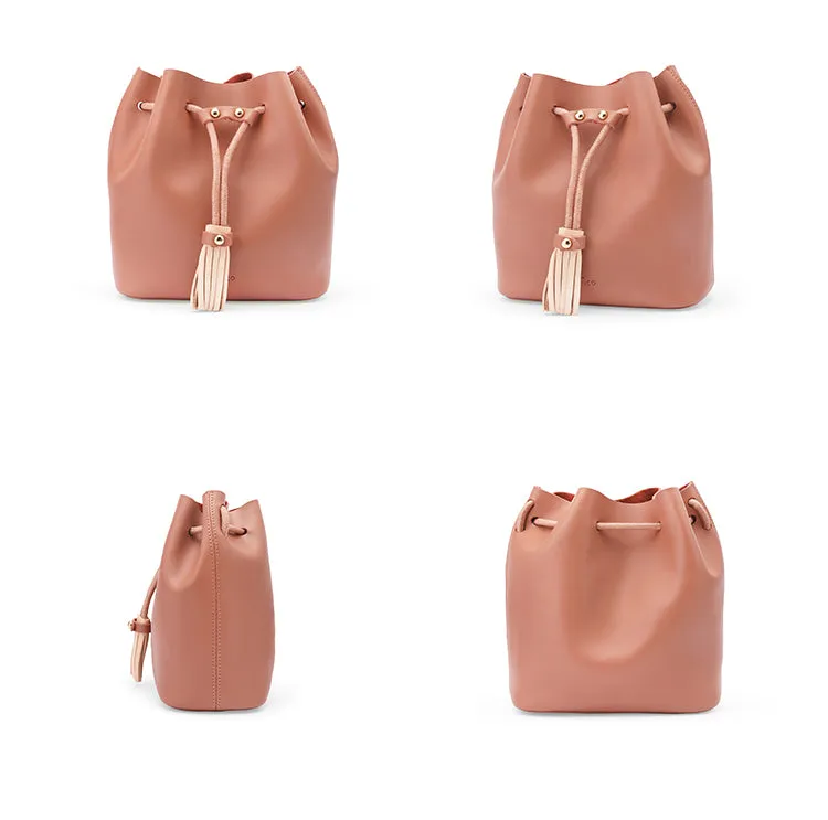 Cute LEATHER Bucket Bag WOMENs SHOULDER BAG Purses FOR WOMEN
