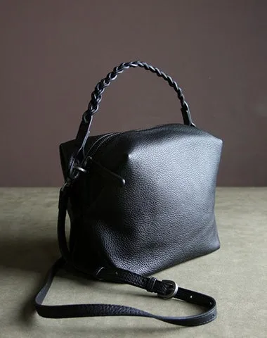 Cute Womens Gray Leather Handbag Purse Cube Leather Shoulder Bag Crossbody Purse for Ladies