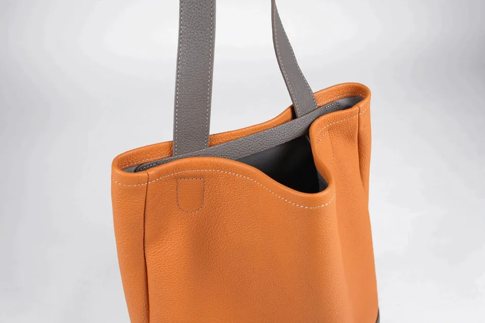 Cute Womens Gray Leather Shoulder Tote Bag Best Tote Handbag Shopper Bag Purse for Ladies
