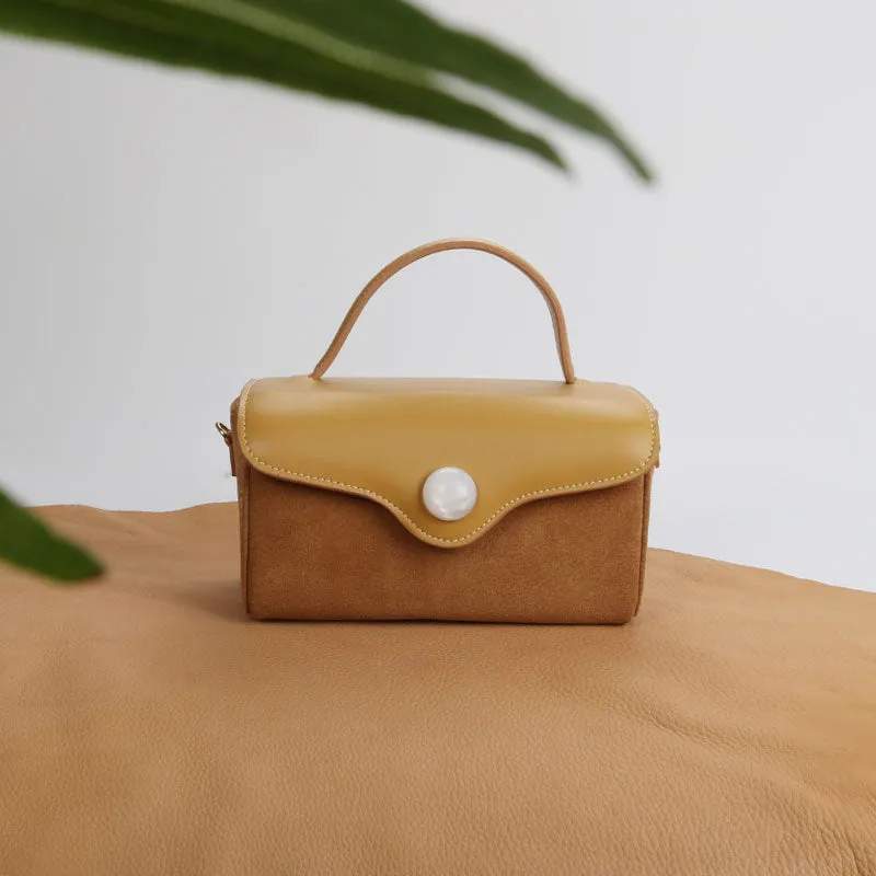 Cute Yellow Leather Womens Mini Box Purse Handbag Shoulder Bag for Women
