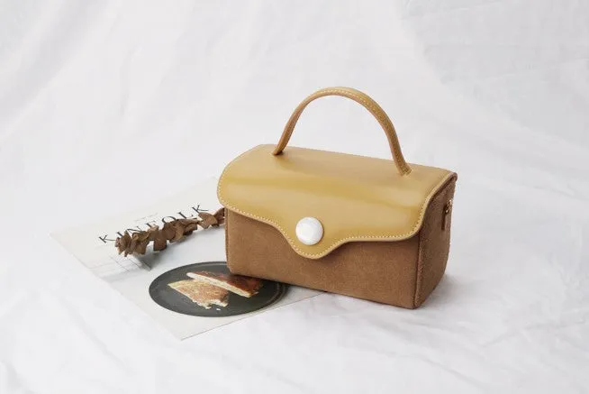 Cute Yellow Leather Womens Mini Box Purse Handbag Shoulder Bag for Women