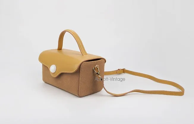 Cute Yellow Leather Womens Mini Box Purse Handbag Shoulder Bag for Women