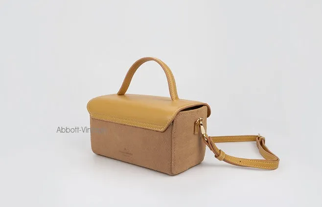 Cute Yellow Leather Womens Mini Box Purse Handbag Shoulder Bag for Women